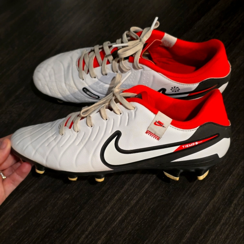 Nike Tiempo Legend Men's Soccer Cleats - White and Red